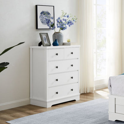Margaux White Coastal Style Chest of Drawers Tallboy - Cosy Abode