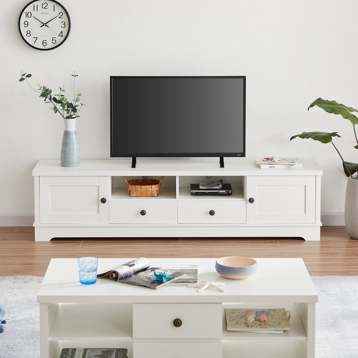 Margaux White Coastal Style 180cm Entertainment Unit - Cosy Abode