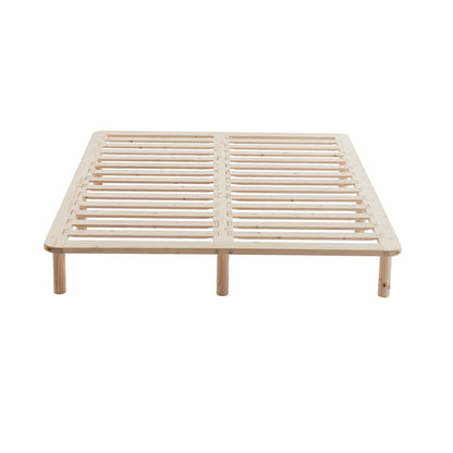 Platform Bed Base Frame Wooden Natural Queen Pinewood - Cosy Abode