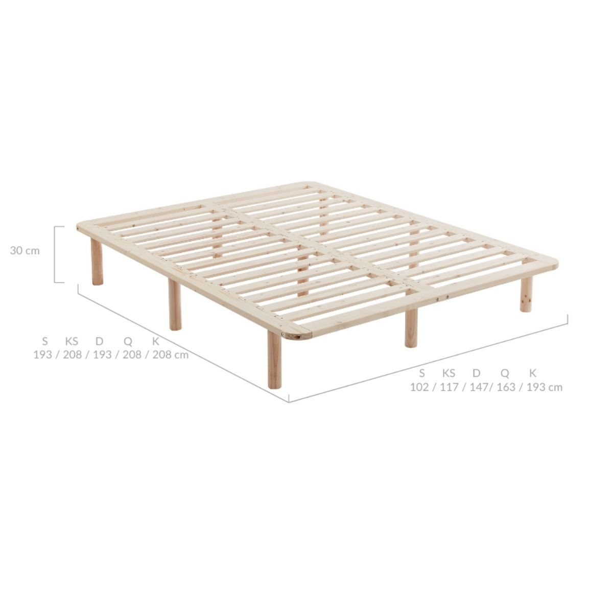 Platform Bed Base Frame Wooden Natural King Pinewood - Cosy Abode