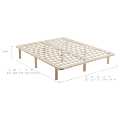 Platform Bed Base Frame Wooden Natural King Pinewood - Cosy Abode