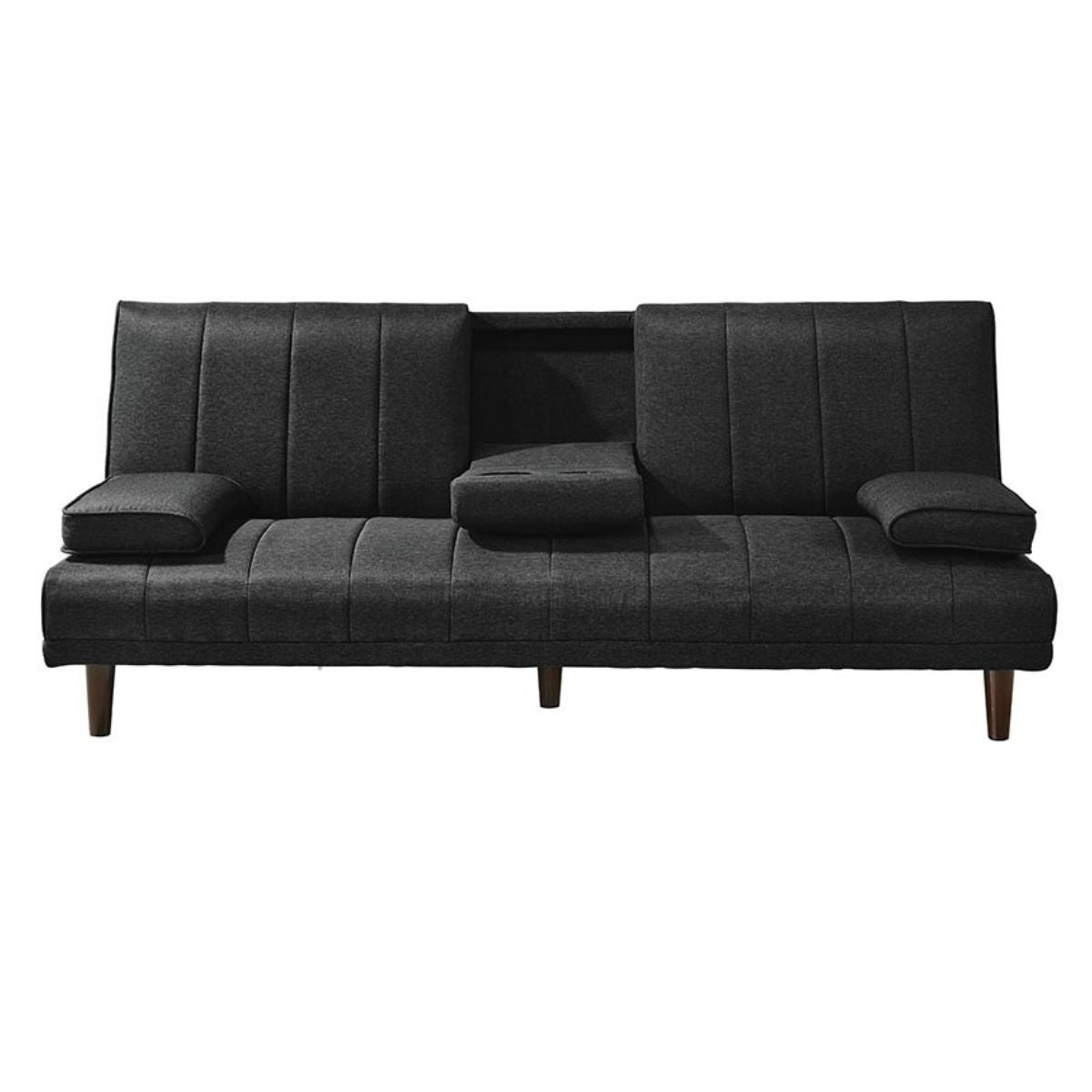 Fabric Sofa Bed with Cup Holder 3 Seater Lounge Couch - Charcoal - Cosy Abode