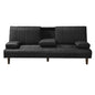 Fabric Sofa Bed with Cup Holder 3 Seater Lounge Couch - Charcoal - Cosy Abode