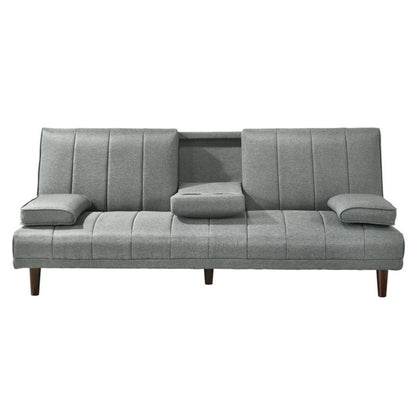 Fabric Sofa Bed with Cup Holder 3 Seater Lounge Couch - Light Grey - Cosy Abode