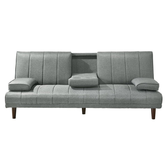 Fabric Sofa Bed with Cup Holder 3 Seater Lounge Couch - Light Grey - Cosy Abode
