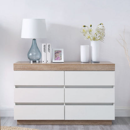 Ashley Coastal White Wooden Chest of 6 Drawers - Cosy Abode