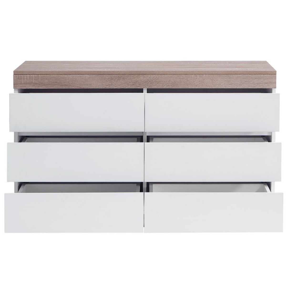 Ashley Coastal White Wooden Chest of 6 Drawers - Cosy Abode