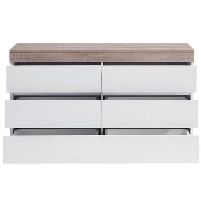 Ashley Coastal White Wooden Chest of 6 Drawers - Cosy Abode