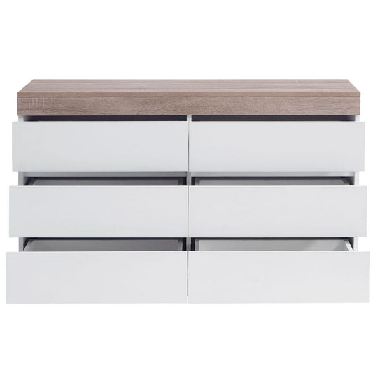 Ashley Coastal White Wooden Chest of 6 Drawers - Cosy Abode