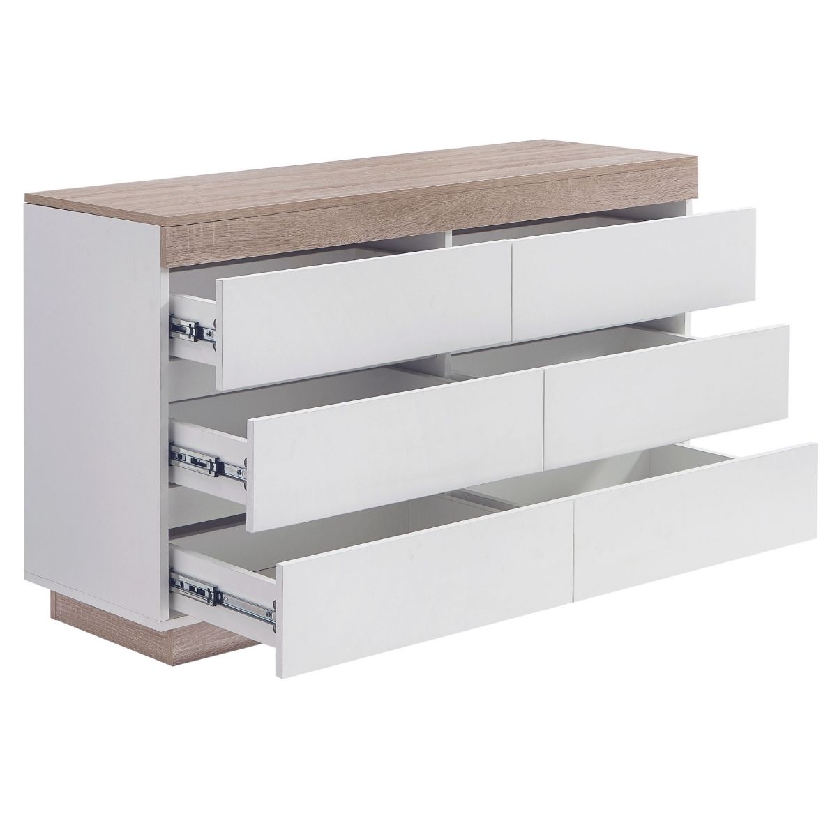 Ashley Coastal White Wooden Chest of 6 Drawers - Cosy Abode
