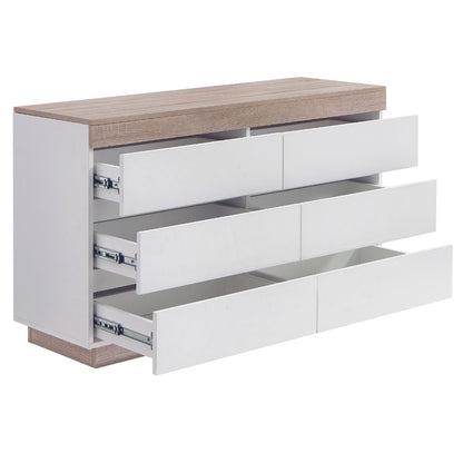 Ashley Coastal White Wooden Chest of 6 Drawers - Cosy Abode