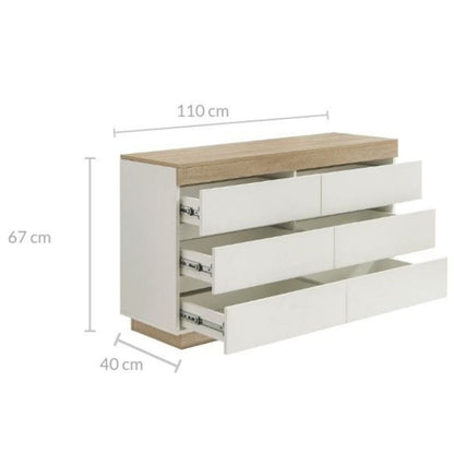 Ashley Coastal White Wooden Chest of 6 Drawers - Cosy Abode