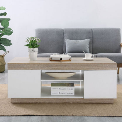 Ashley Coastal White Wooden Coffee Table Oak and White - Cosy Abode