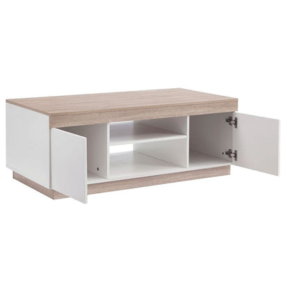 Ashley Coastal White Wooden Coffee Table Oak and White - Cosy Abode
