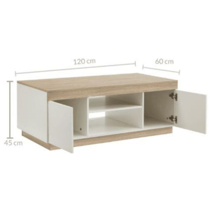 Ashley Coastal White Wooden Coffee Table Oak and White - Cosy Abode