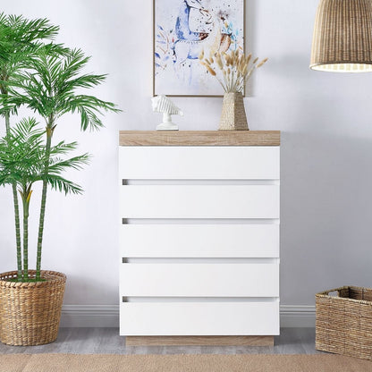 Ashley Coastal White Wooden Chest of 5 Drawers Tallboy - Cosy Abode