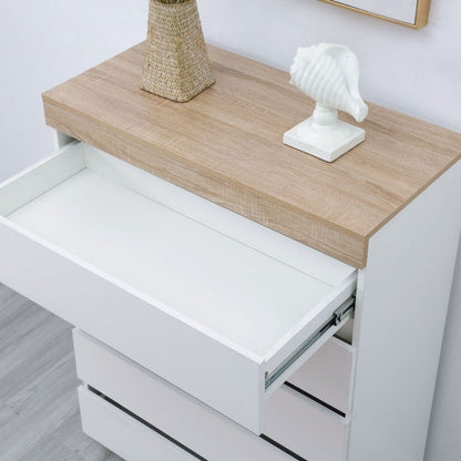 Ashley Coastal White Wooden Chest of 5 Drawers Tallboy - Cosy Abode