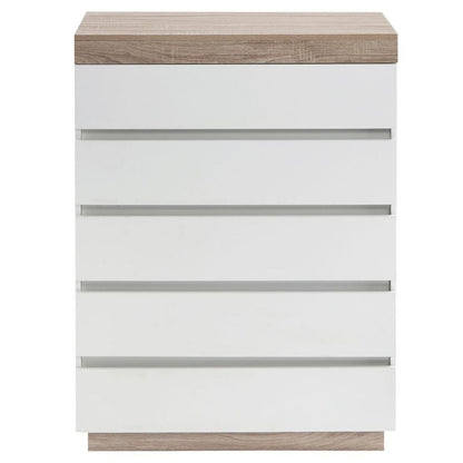 Ashley Coastal White Wooden Chest of 5 Drawers Tallboy - Cosy Abode