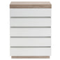 Ashley Coastal White Wooden Chest of 5 Drawers Tallboy - Cosy Abode