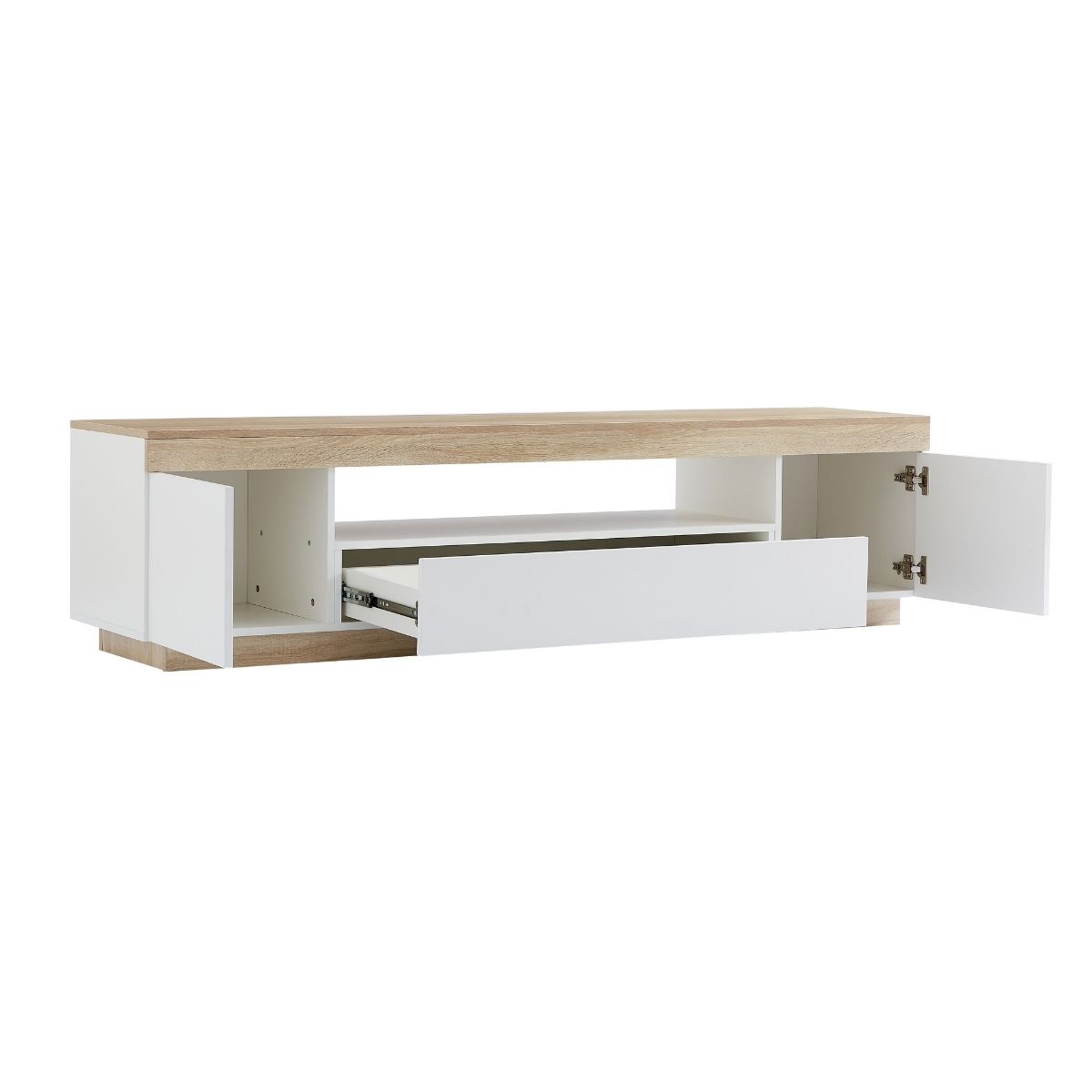 Ashley Coastal White Wooden TV Cabinet Entertainment UniT - Cosy Abode