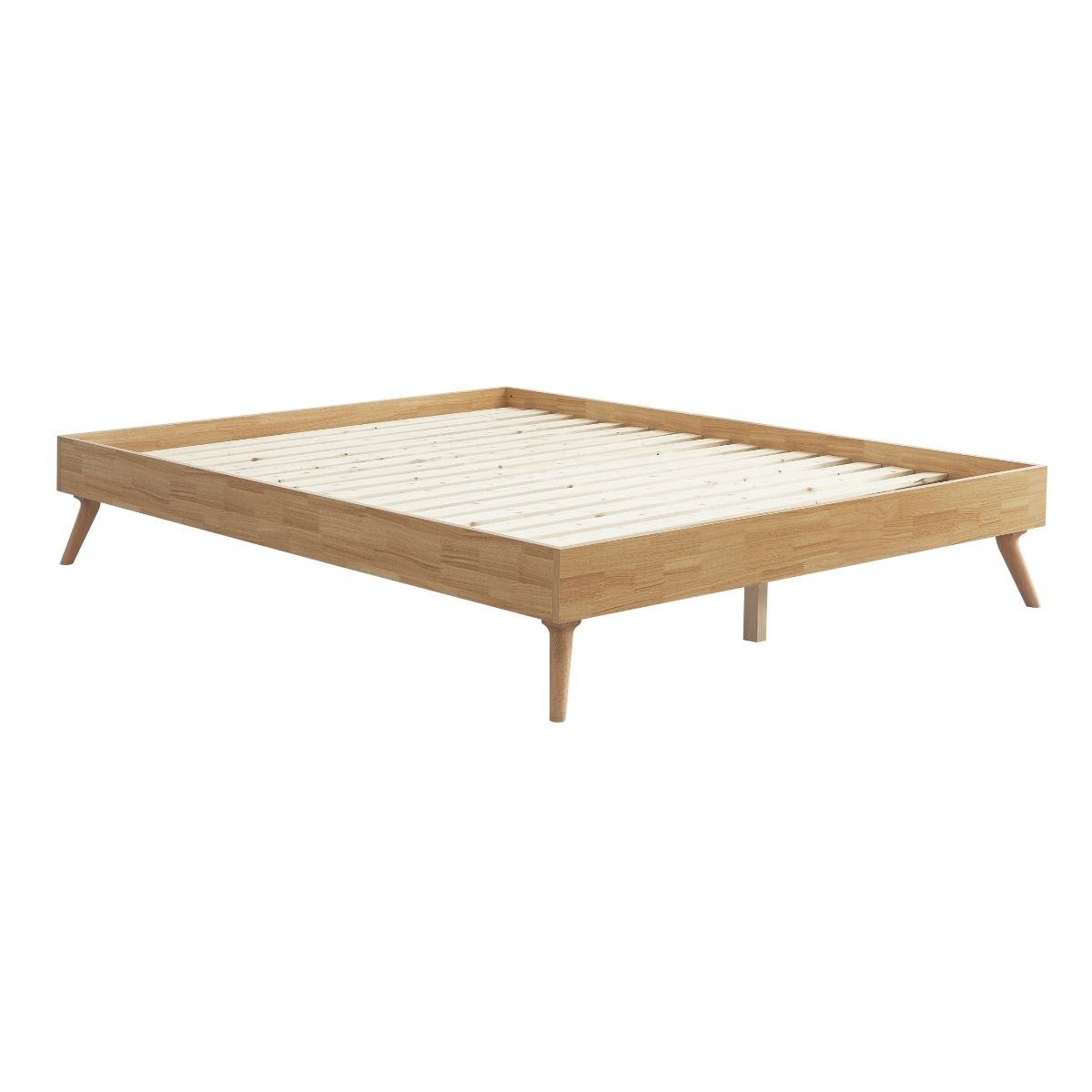 Natural Oak Ensemble Bed Frame Wooden Slat Queen - Cosy Abode