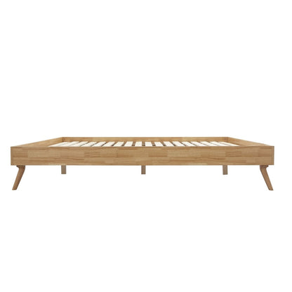 Natural Oak Ensemble Bed Frame Wooden Slat Queen - Cosy Abode