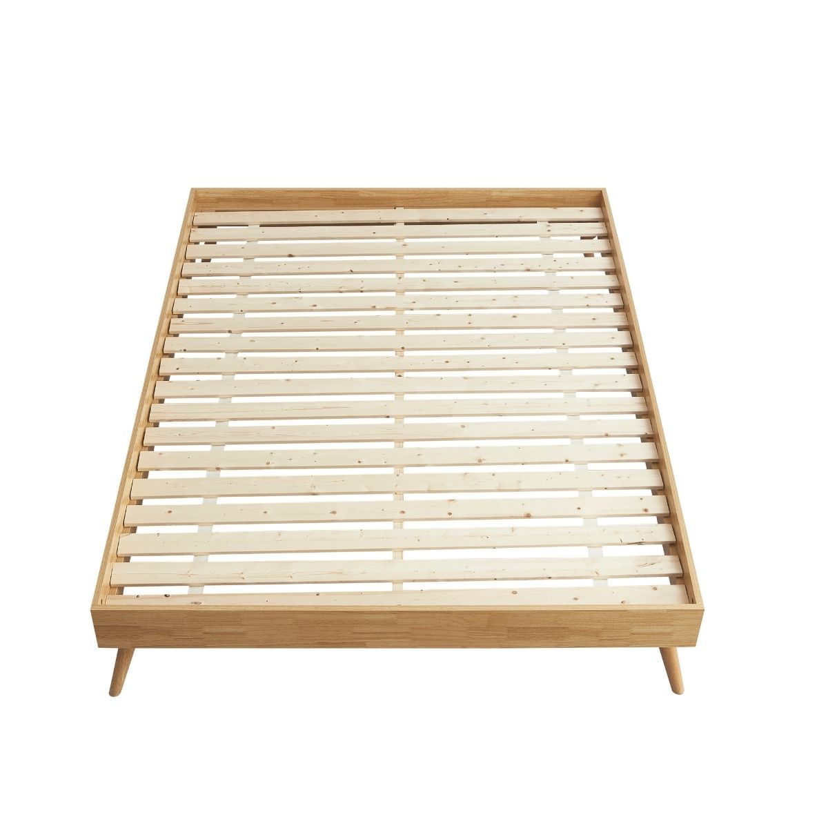 Natural Oak Ensemble Bed Frame Wooden Slat Queen - Cosy Abode