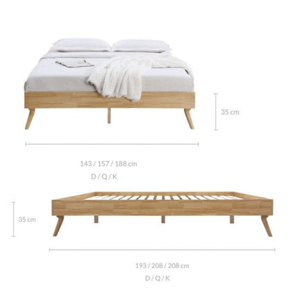 Natural Oak Ensemble Bed Frame Wooden Slat Queen - Cosy Abode