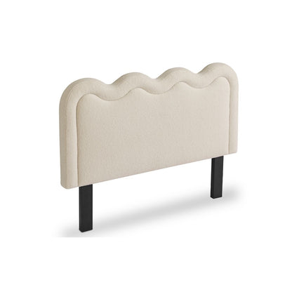 Demi White Boucle Fabric Bed Head - Double - Cosy Abode