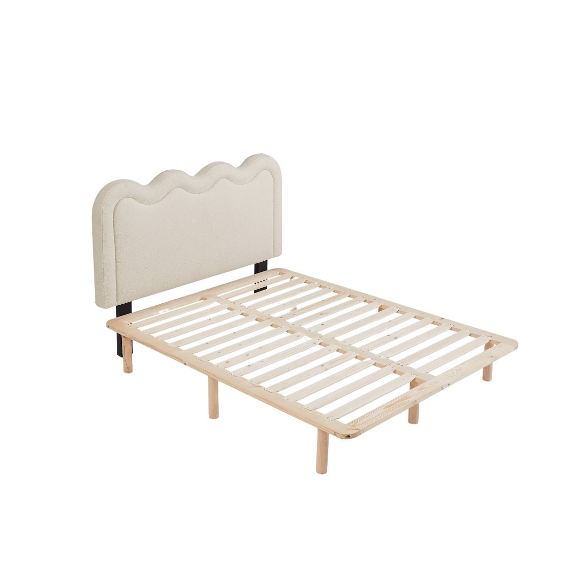 Demi White Boucle Fabric Bed Head - Double - Cosy Abode
