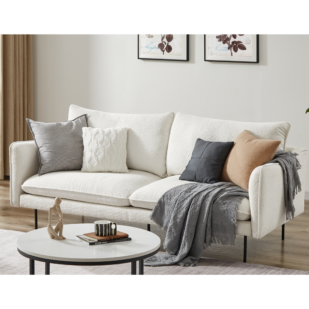 Jasmine Boucle 3 Seater Sofa - Cosy Abode