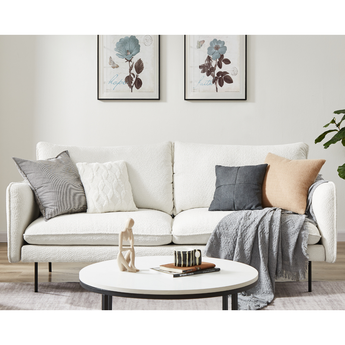 Jasmine Boucle 3 Seater Sofa - Cosy Abode