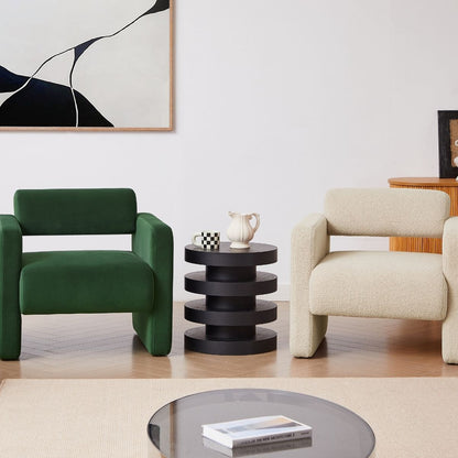 Lilah Modern Boucle Fabric Armchair - Basil Green - Cosy Abode