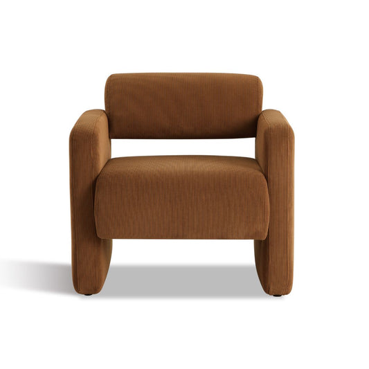 Lilah Modern Boucle Fabric Armchair - Burnt Orange - Cosy Abode