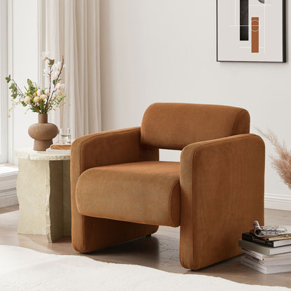 Lilah Modern Boucle Fabric Armchair - Burnt Orange - Cosy Abode