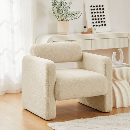 Lilah Modern Boucle Fabric Armchair - Light Sand - Cosy Abode