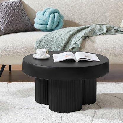 Maya Ribbed Black Coffee Table - Cosy Abode