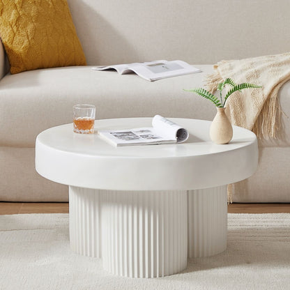 Maya Ribbed White Coffee Table - Cosy Abode
