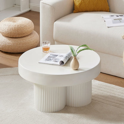 Maya Ribbed White Coffee Table - Cosy Abode