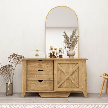 Mica Wooden Sliding door Sideboard with 3 Drawers - Cosy Abode