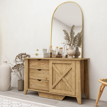 Mica Wooden Sliding door Sideboard with 3 Drawers - Cosy Abode