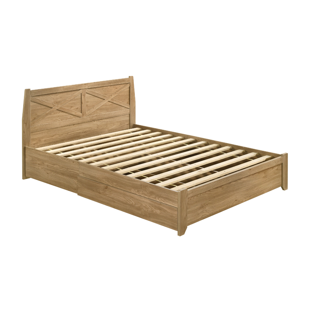 Mica Natural Wooden Bed Frame with Storage Drawers Double - Cosy Abode