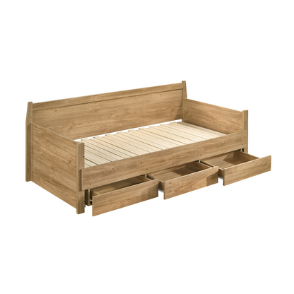 Mica Natural Wooden Day Bed with 3 Drawers Sofa Bed Frame - Cosy Abode