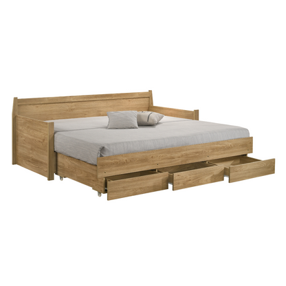 Mica Natural Wooden Day Bed with 3 Drawers Sofa Bed Frame - Cosy Abode