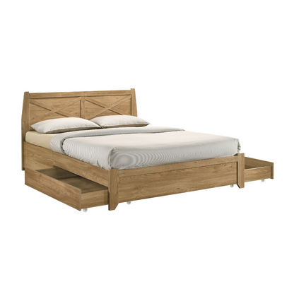 Mica Natural Wooden Bed Frame with Storage Drawers King - Cosy Abode