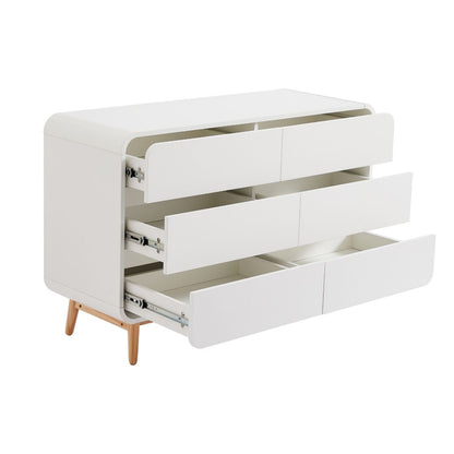 Merlin White Modern Retro Chest of Drawers Cabinet White and Oak - Cosy Abode