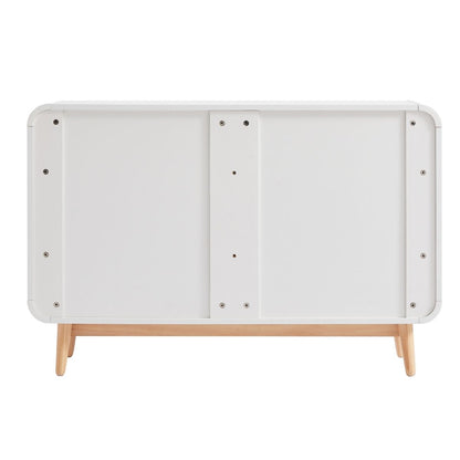 Merlin White Modern Retro Chest of Drawers Cabinet White and Oak - Cosy Abode