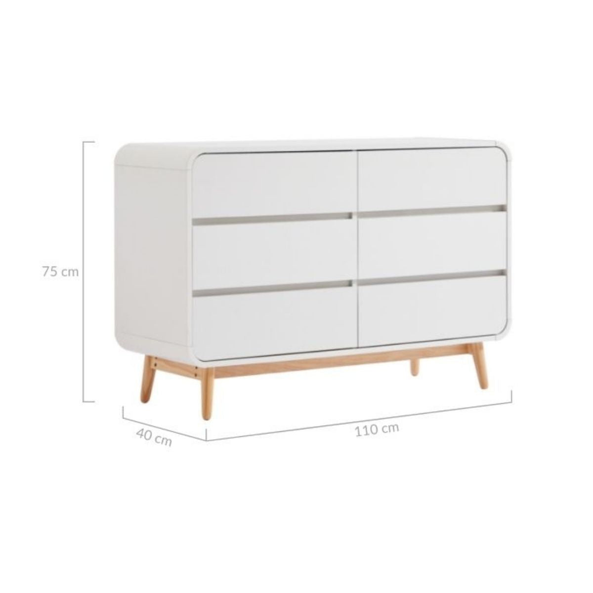 Merlin White Modern Retro Chest of Drawers Cabinet White and Oak - Cosy Abode