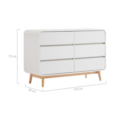Merlin White Modern Retro Chest of Drawers Cabinet White and Oak - Cosy Abode