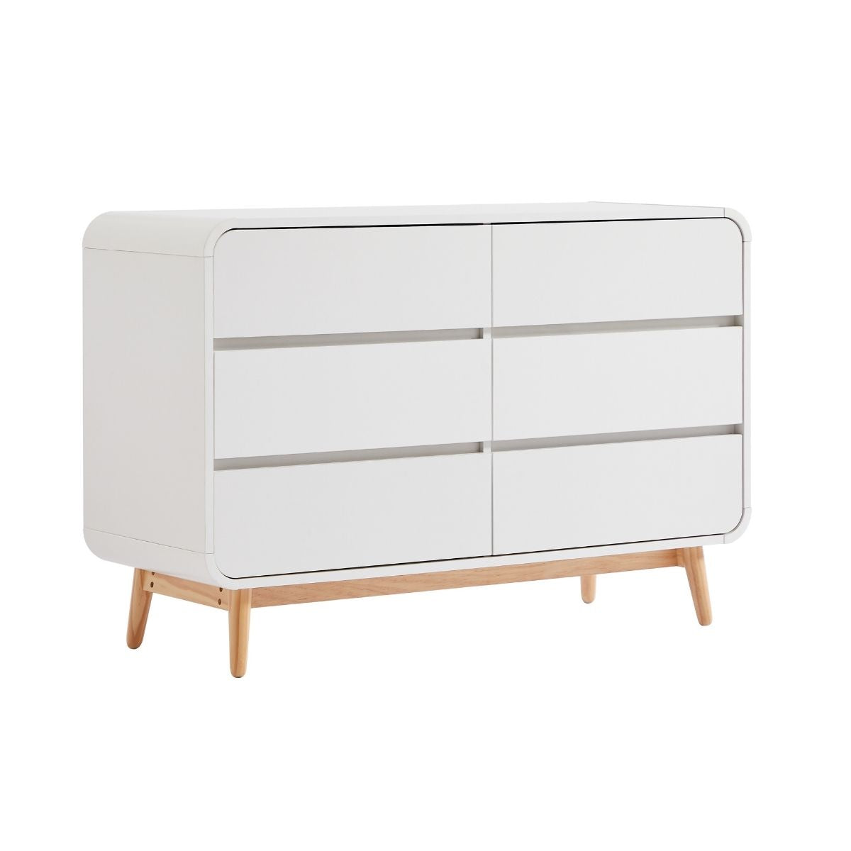 Merlin White Modern Retro Chest of Drawers Cabinet White and Oak - Cosy Abode